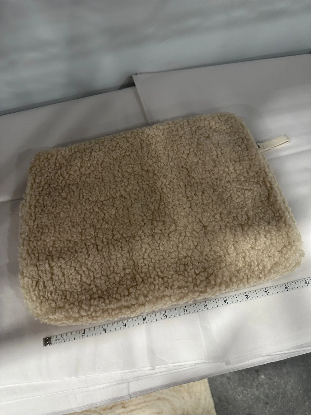 Plush Shearling Zip Sherpa Computer Tablet Case Pouch- Cream (laptop bag)